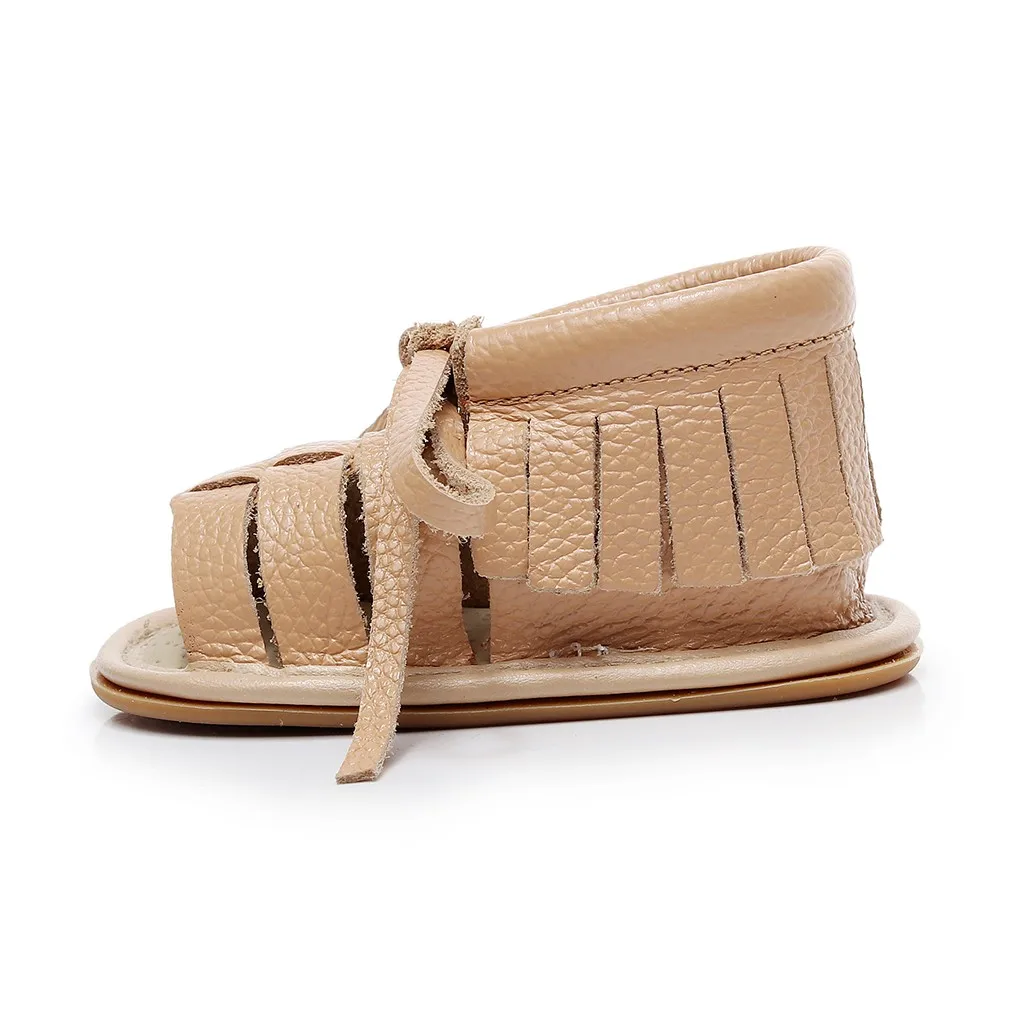 Сандалии SAGACE кожаные с бахромой для младенцев Нескользящие босоножки мягкой