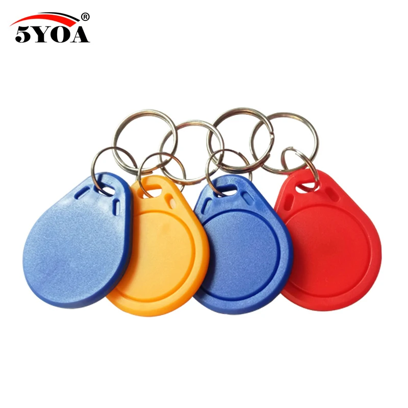 

100pcs 13.56MHz IC M1 S50 Keyfobs Tags Access Control RFID Key Finder Card Token Attendance Management Keychain ABS Waterproof
