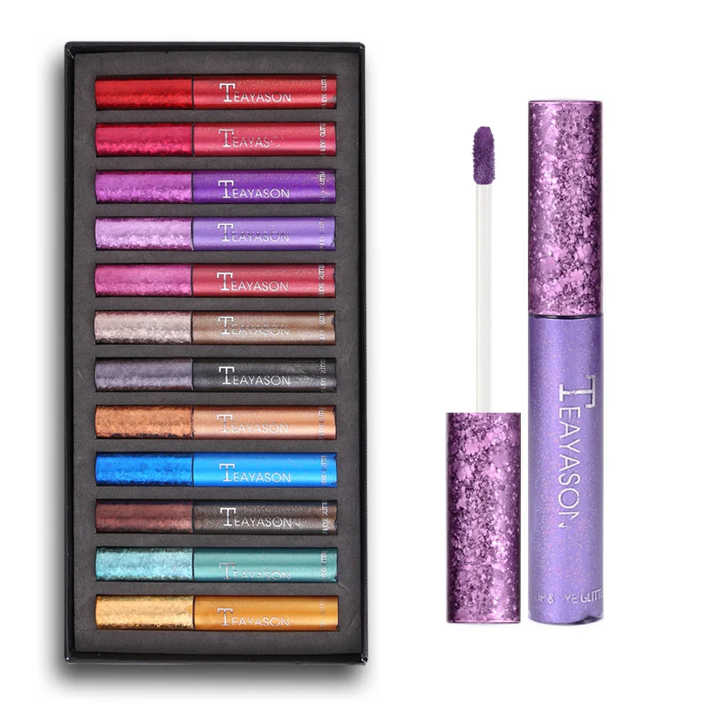 12 шт./лот жидкие водостойкие алмазные блестящие тени для век Косметика макияжа