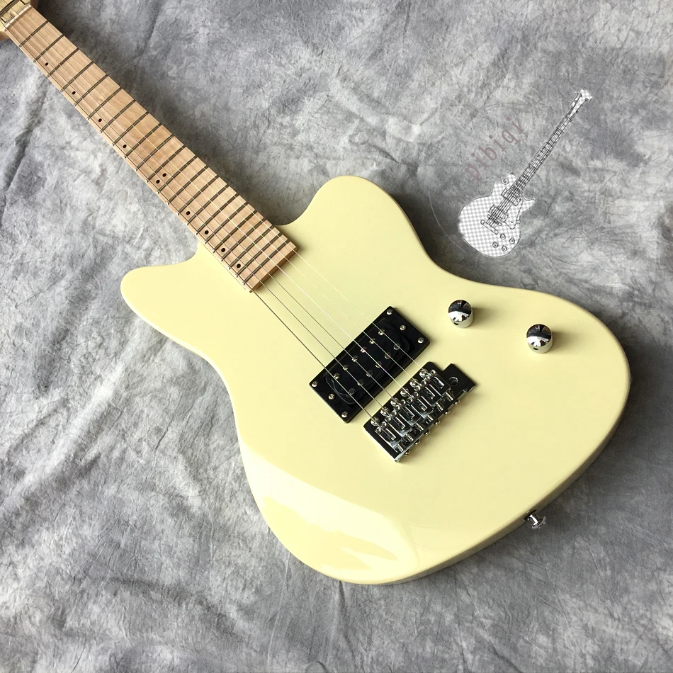 Free delivery, cream yellow electric guitar, color logo and shape can be customized according to customer requirements.