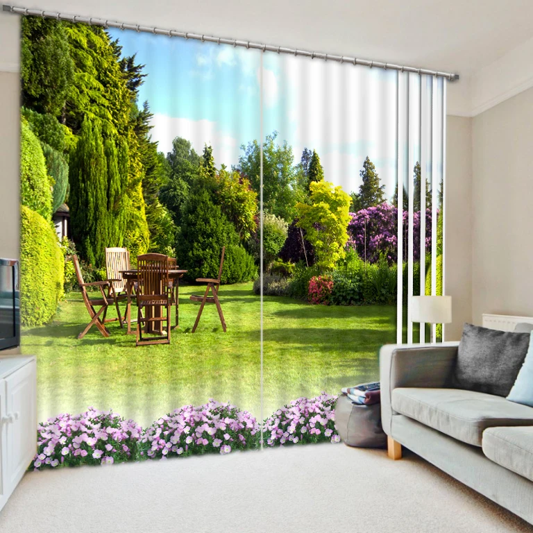 

Park Landscape Curtain Modern Customize Photo 3D Bedroom Curtains custom any size Backout 3D Livingroom Curtain