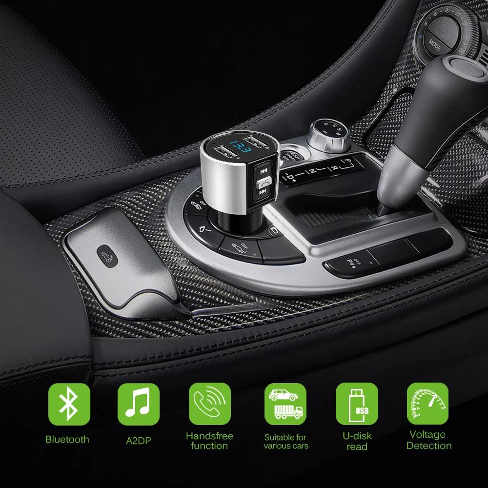Автомобильный Bluetooth плеер FM модулятор с двумя USB портами функцией быстрой