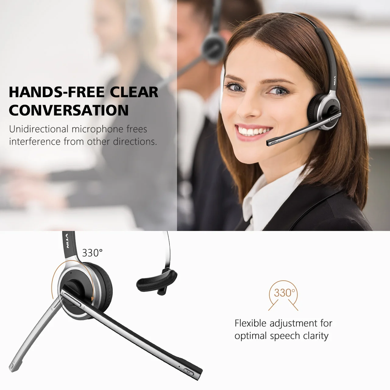 MPOW профессиональная Bluetooth беспроводная гарнитура для водителей Hands Free со встроенным микрофоном через голову наушник шумоподавление