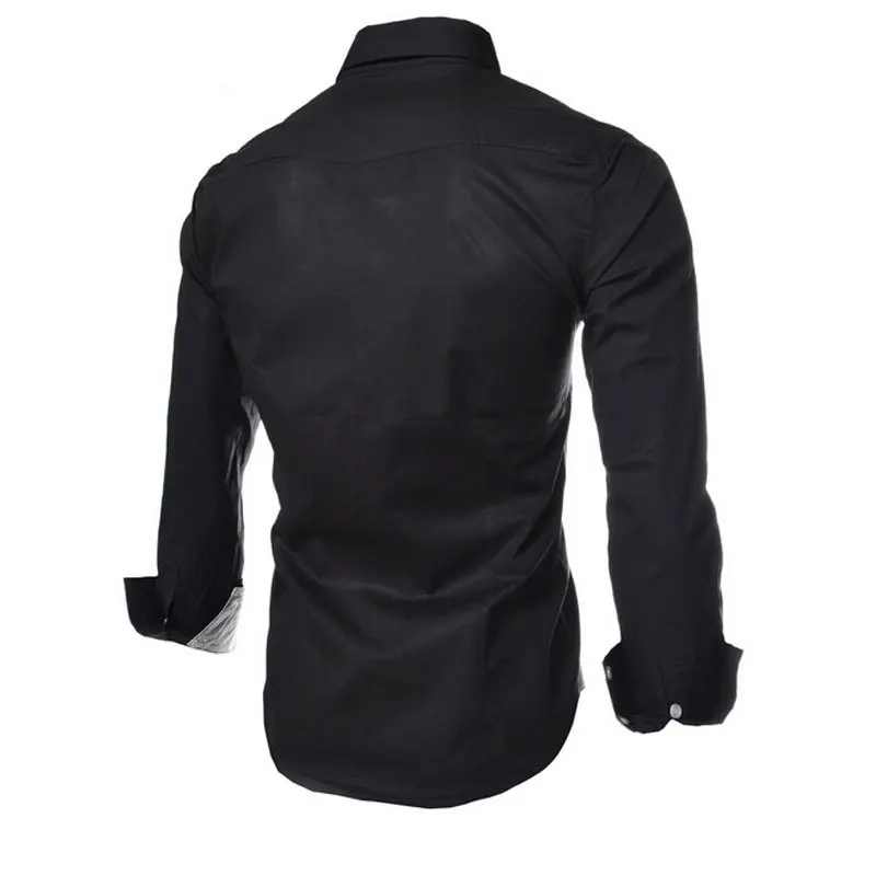 

2015 New Fashion Stripe Men Shirts Long Sleeve Cotton Slim Fit French Cuff Casual Male Social Dress Shirt Clothes