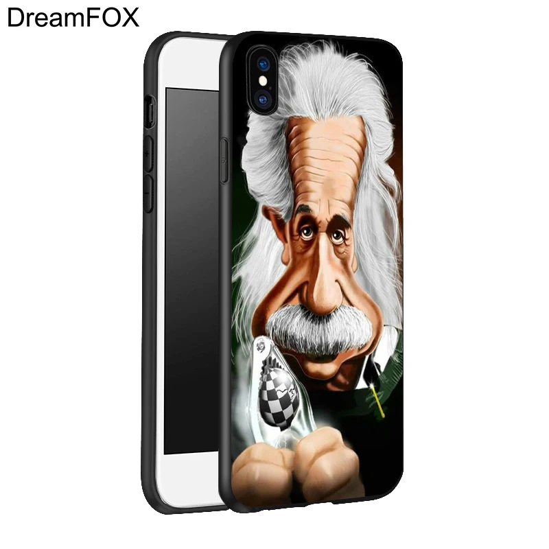 DREAMFOX L151 Альберт Эйнштейн Черный Мягкий ТПУ силиконовый чехол для Apple iPhone 11 Pro XR XS Max