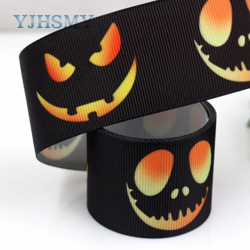 

YJHSMY G-18801-756,38 mm 5 Yards Halloween Printed grosgrain ribbons,DIY handmade Hair accessories Material wedding gift wrap
