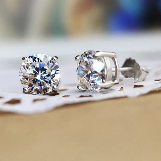 Новинка 2016 белые однотонные CZ серьги-гвоздики для женщин и мужчин четыре когти 3a