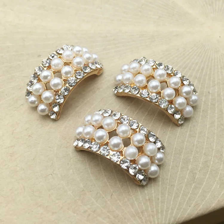 MengNa DIY пуговица с жемчужиной и стразами Arc Rhinestone пуговицы для свадебного