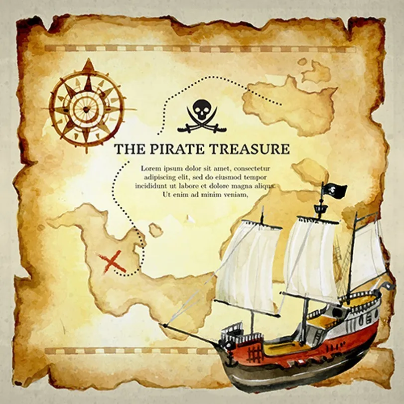 Фон для фотостудии с изображением пиратского корабля в старом мире виниловый