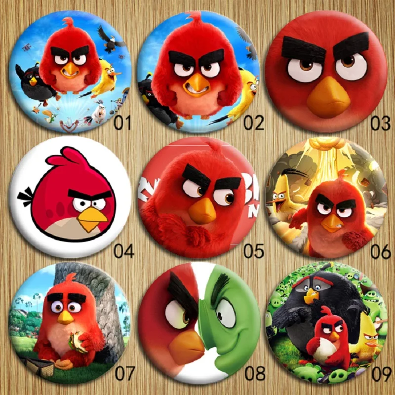 Классические броши для вечеринок с рисунком Angry Birds Tinplate милый красный патрон