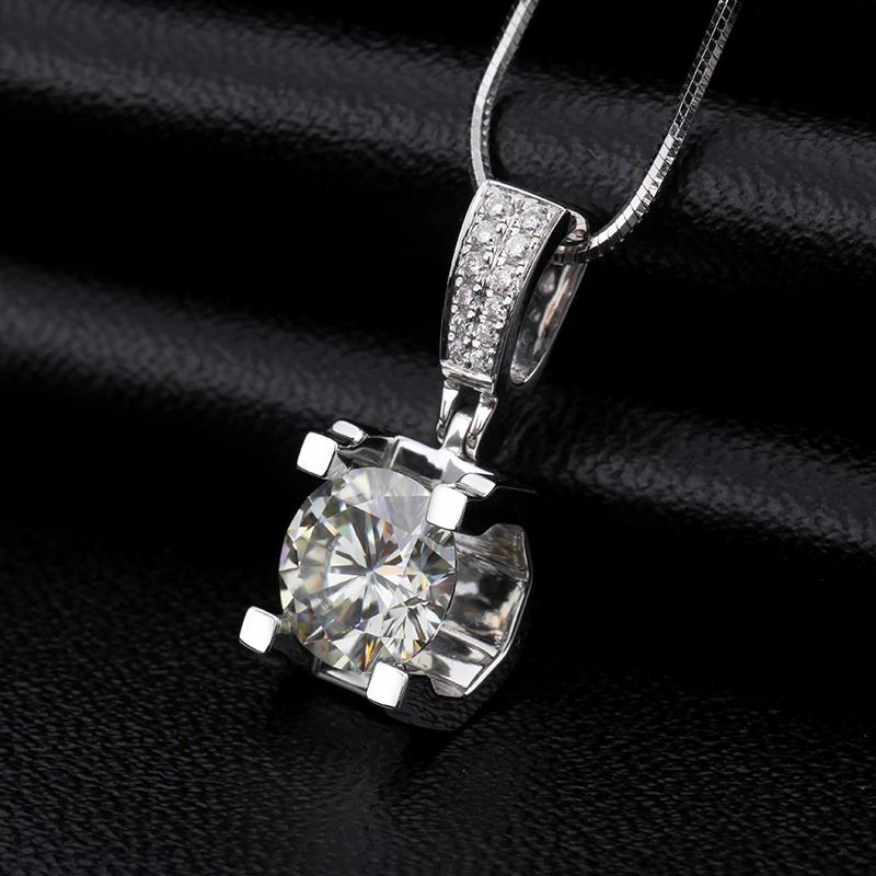 Модный свадебный кулон с горкой 18 К белое золото 1 карат круглая форма Moissanite