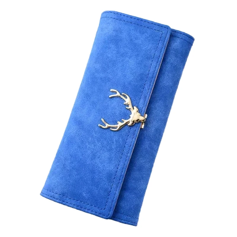 Royal blue Модный многофункциональный милый сексуальный складной Женский кошелек из искусственной кожи с пряжкой в виде оленя, подарок для мамы, женский клатч, Длинный дизайнерский кошелек - Цвет: Royal blue
