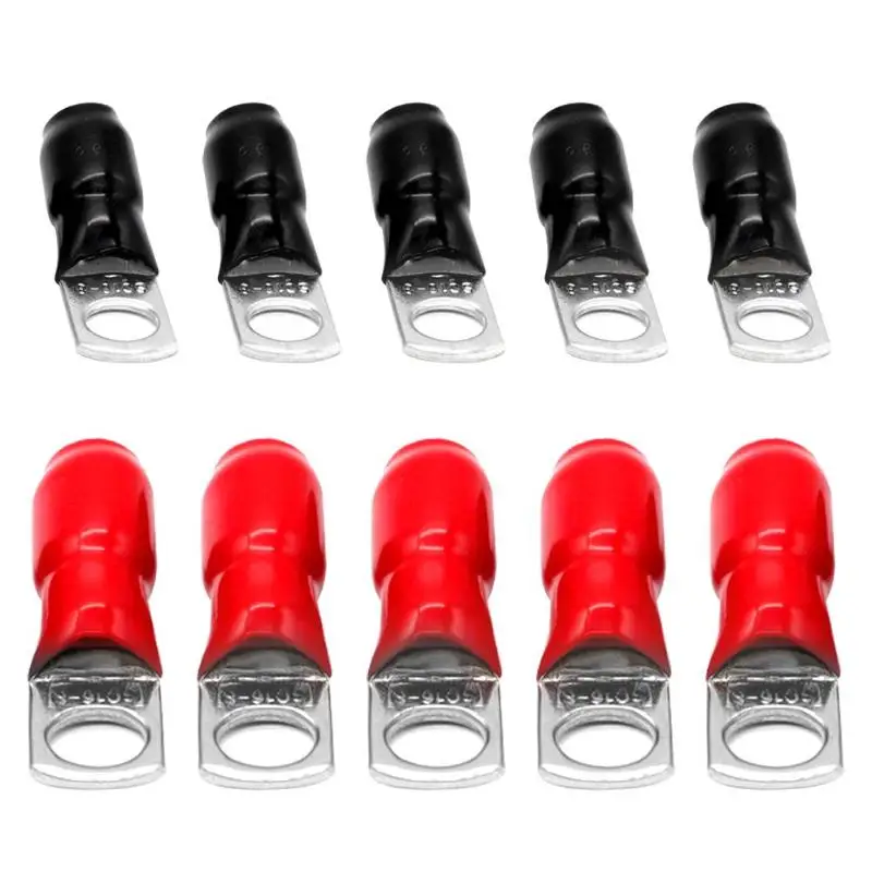 

VODOOL 10Pcs Car Audio Power Ground Wire Ring Terminals 6 4 AWG Gauge M8 Car Audio Speaker Systems Replacement Connector Adapter