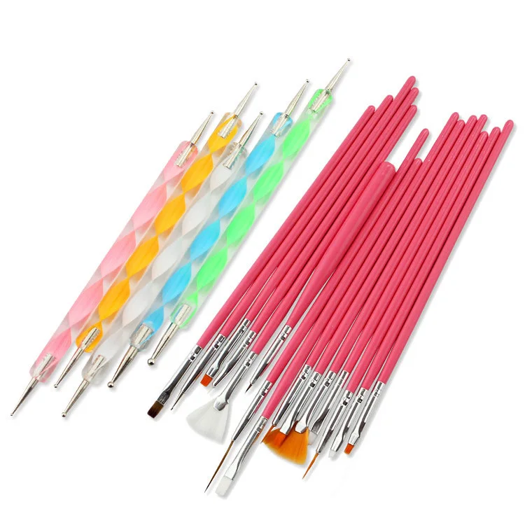 20 шт./компл. набор для дизайна ногтей точечная ручка рисования кисть лака Кисть