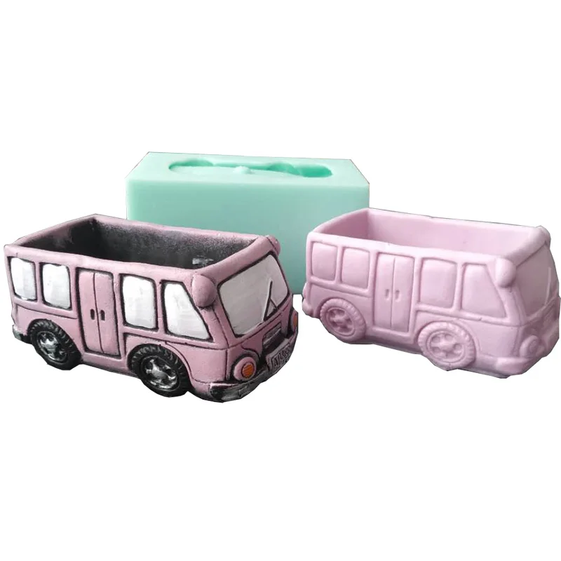 Форма для цветочного горшка и бетона в форме автобуса гипсовая силиконовая форма