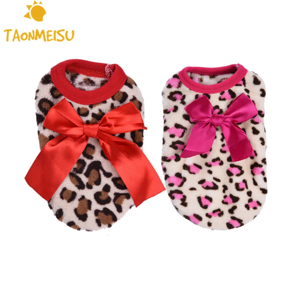 Одежда для собак и щенков костюм с бантом пижама одежда леопардовым узором