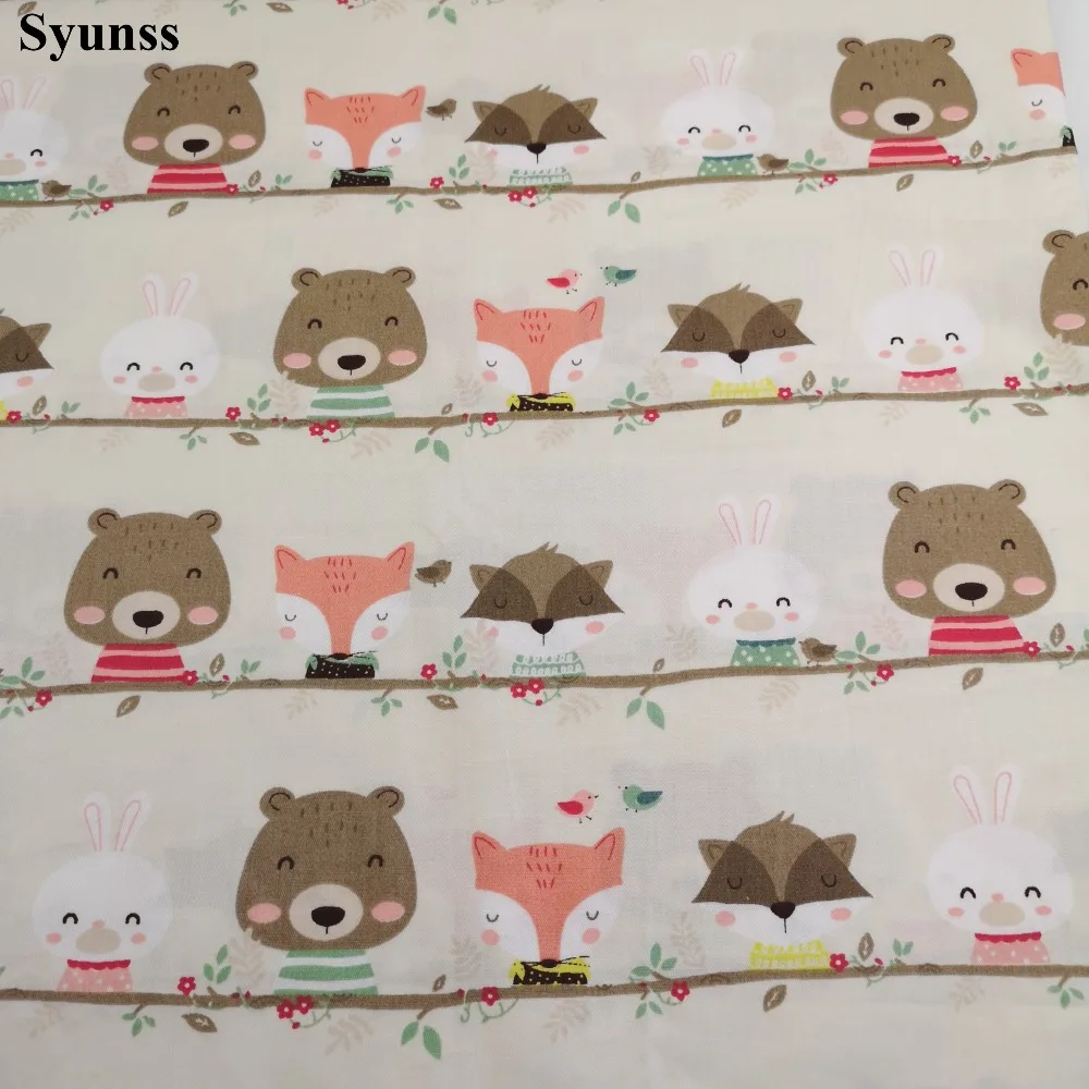 Syunss Diy Лоскутная Ткань для квилтинга детские кроватки подушки платье Шитье Tissus животные волны печатных саржевая хлопковая ткань Tecido