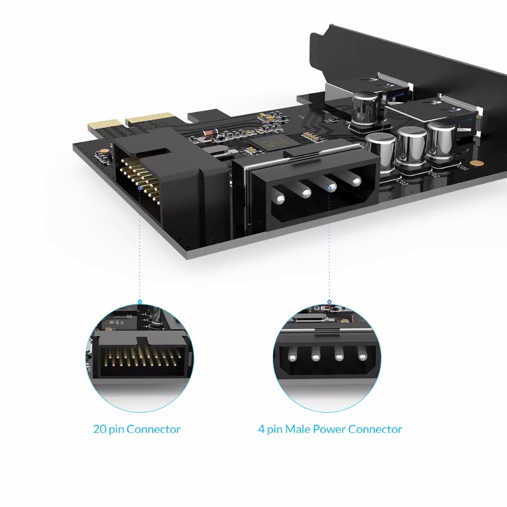 ORICO PVU3-2O2I Desktop 2 Port with VLI chipset USB3.0 PCI Express Card HUB Controller Adapter 15Pin | Компьютеры и офис