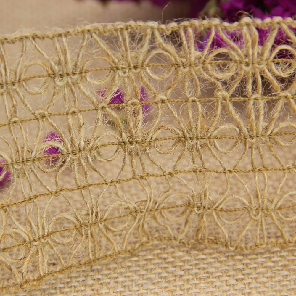 

2M 6.5cmWidth Jute Burlap Lace Rolls Hessian Ribbon Lace Vintage Rustic Wedding Decoration Ornament Burlap Wedding Decoration