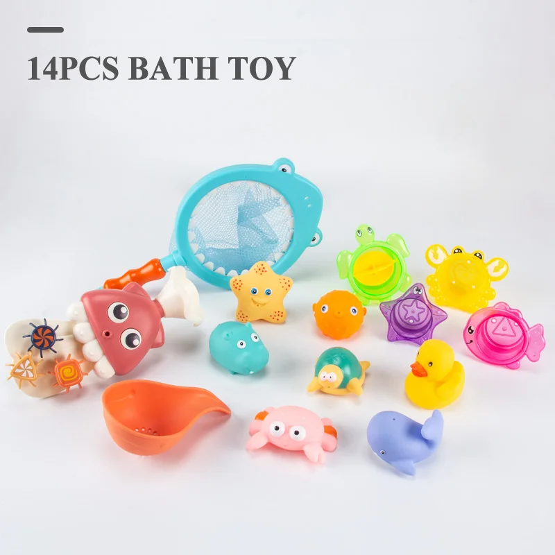 14pcs 21 шт. набор игрушек для ванной/пляжа, безопасные резиновые формы для песка, грабли для песка, колеса для воды, Пляжные Игрушки для мальчиков, подарки - Цвет: 14pcs
