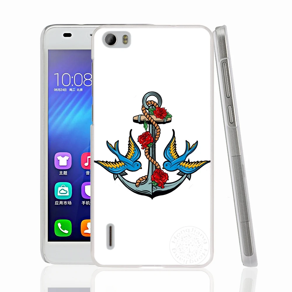 HAMEINUO Якорь птица татуировки сотовый телефон чехол для huawei honor 3C 4A 4X 4C 5X 6 7 8 Y3 Y5 Y6 2 II