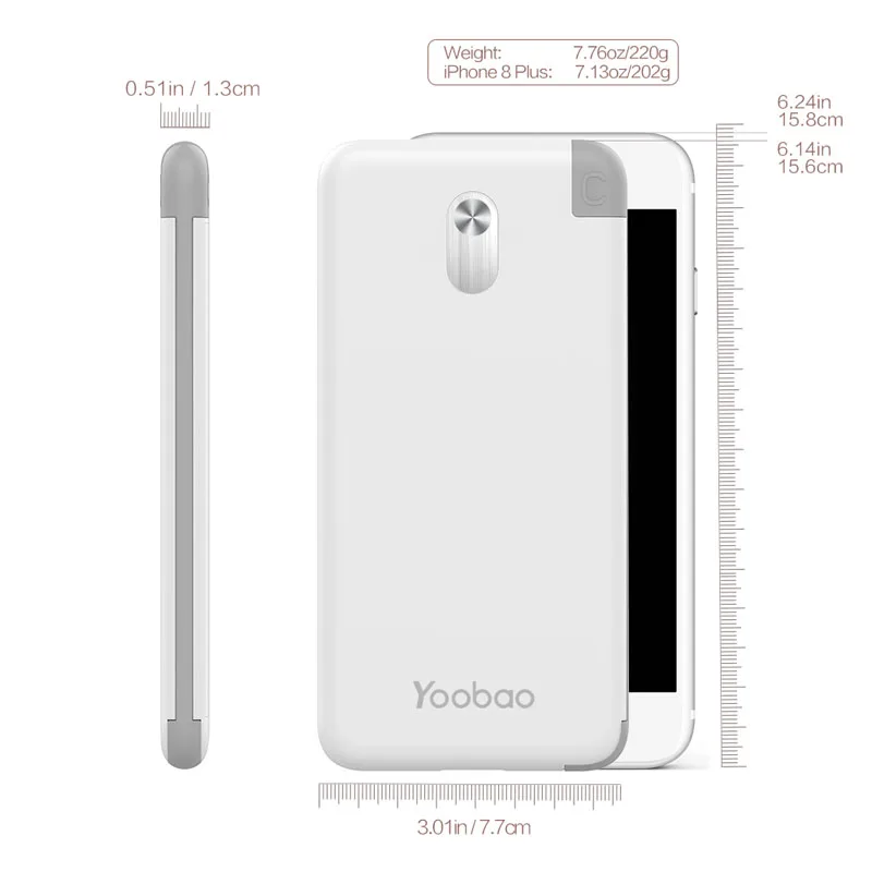 Yoobao 10000 мА/ч Встроенный кабель внешний аккумулятор двойной USB вход Ультра тонкое