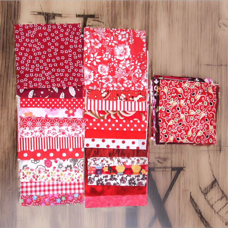 50Pcs Red Series 5/7/30/50 шт хлопчатобумажная ткань Ассорти нарезана так, чтобы вы смогли жира четверти набор для шитья сумка Костюмы диван автомобиль DIY Декор Материал 10/25 см - Цвет: 50Pcs Red Series