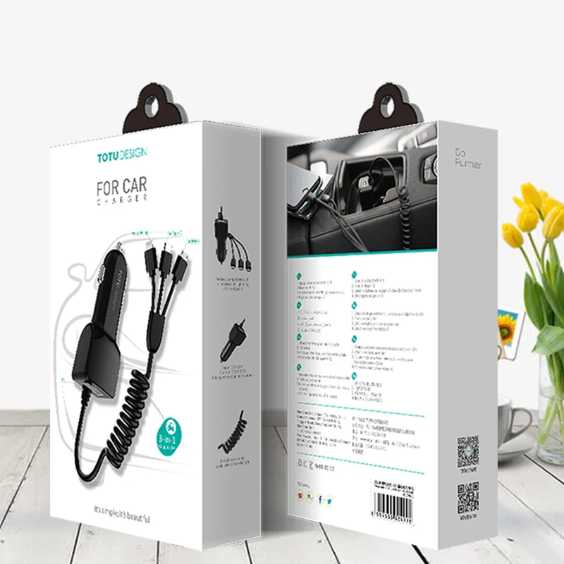 TOTU автомобильное зарядное устройство 3 в 1 быстрая зарядка адаптер Micro USB Type C