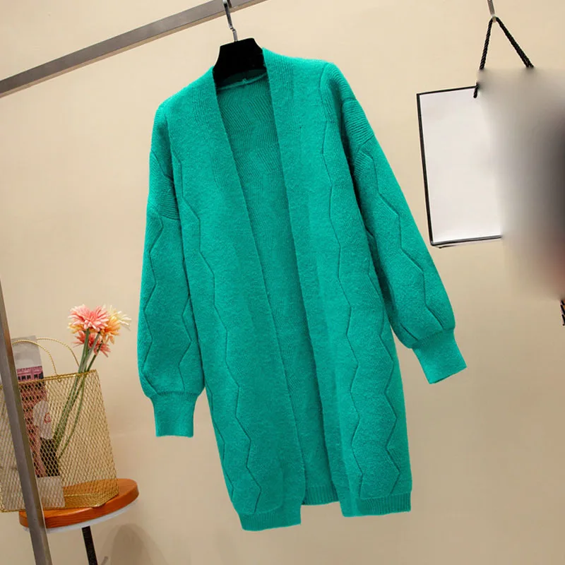 Свободные длинный кардиган женщины на осень-зиму oversize свитеры с длинными