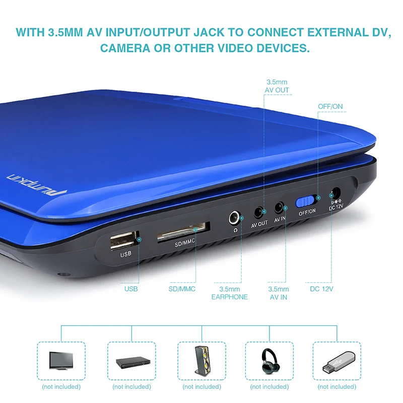 Тыква 9 дюймов Автомобильный подголовник dvd плеер Портативный DVD автомобильный