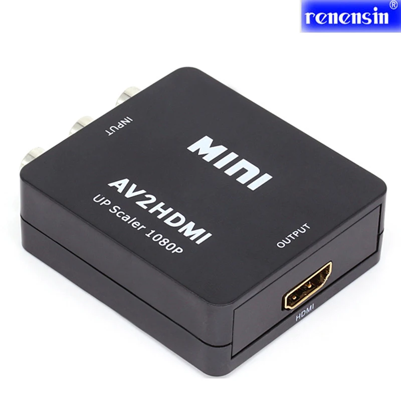Renensin AV к HDMI RCA 1080P AV2HDMI Mini конвертер сигнала для ТВ VHS видеомагнитофон HD DVD PS4 плееров