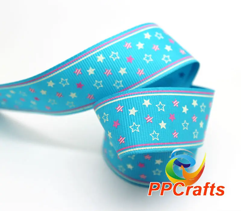 PPCrafts ленты 1 5 дюйма 38 мм Красочные Звезды печатных Grosgrain 100yds/рулон бесплатная