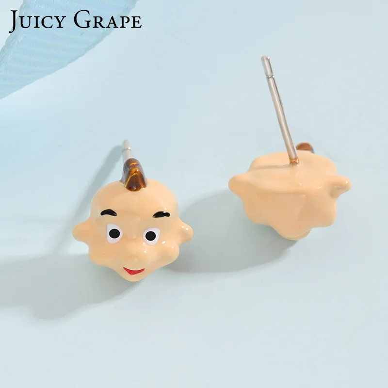 Juicy Grape Individual Creative 925 Silver Needle Mini-enamel Fairy Tales Boy Ear Nails Cute Cartoon Girl Heart Earrings | Украшения и