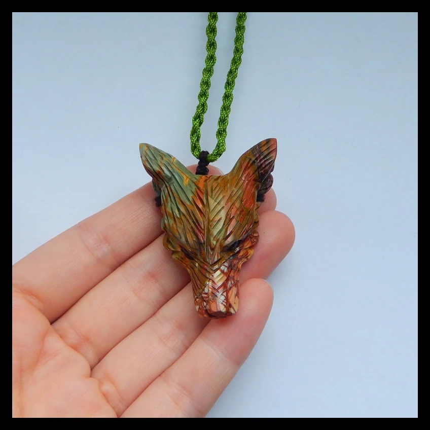 Натуральный камень разноцветная яшма Пикассо Резная Голова волка модные