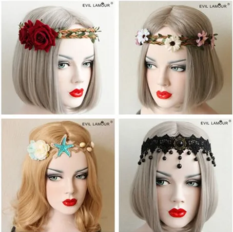 Женская повязка на голову с цветами и листьями 4 цвета|flower crown headband|crown headbandfashion