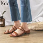 Женские уличные сандалии на низком каблуке, римские сандалии с ремешками и бусинами, тапочки на низком каблуке