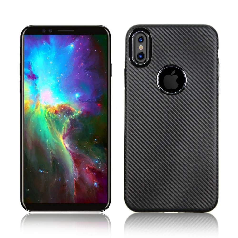 1 шт./лот Carbon fibre искусственная stick силиконовый чехол для iPhone X|case for iphone|case forfor iphone |