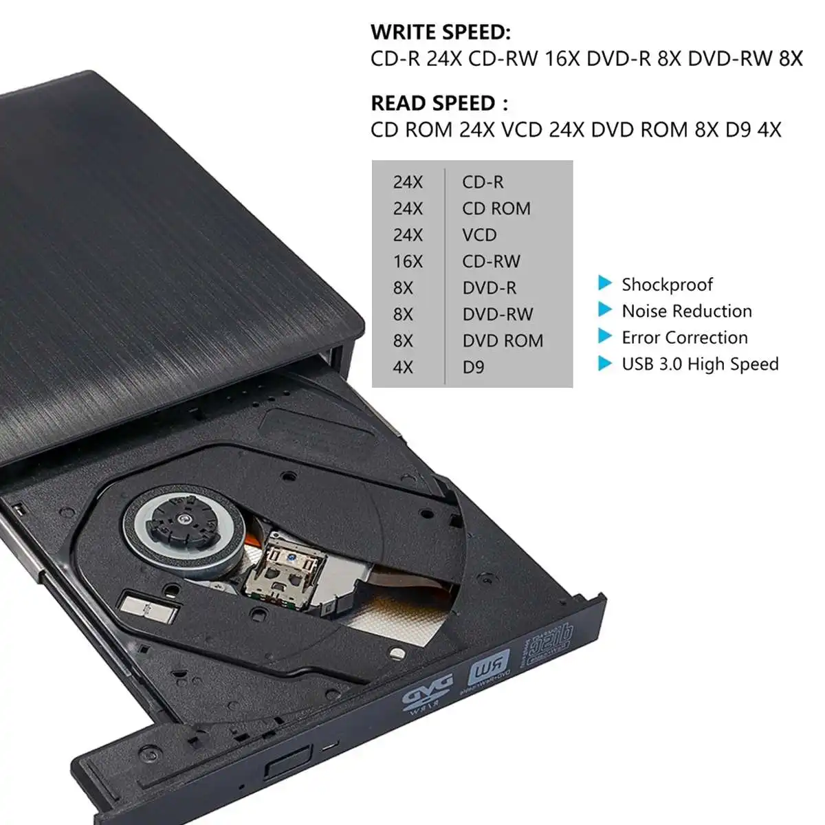 Внешний USB 3 0 Type C высокоскоростной DL DVD RW ГОРЕЛКА CD запись тонкий портативный