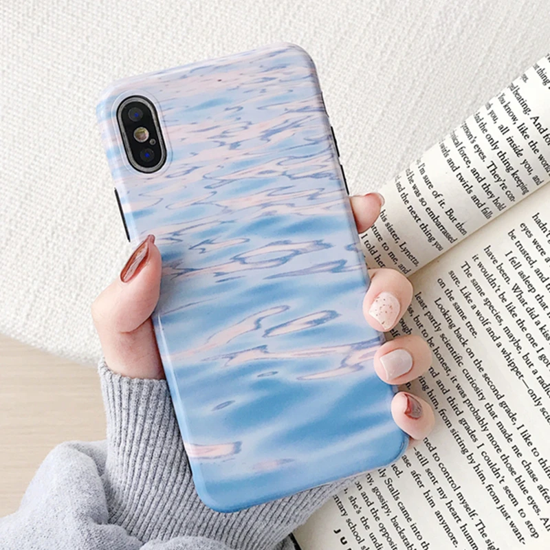 Kexin Phone Case Lack Water Ripple Pattern Soft IMD For iPhone XS Max iphone XR X 7 6S 6 8 Plus Back Cover New |