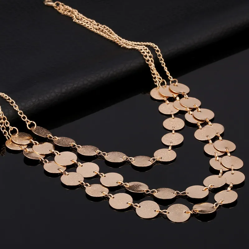 Bijoux Femme колье золотистого цвета цветной многослойный Блестящий нагрудник чокер