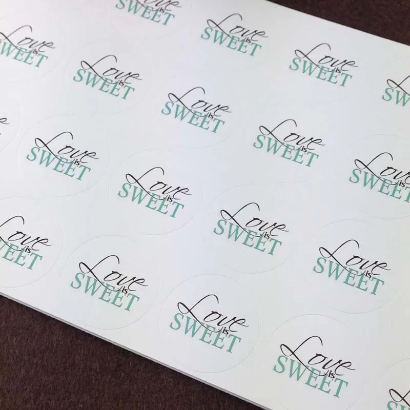 Круглые 3 см белые бумажные 100 шт./лот мятно-зеленые наклейки Love is Sweet чистые и