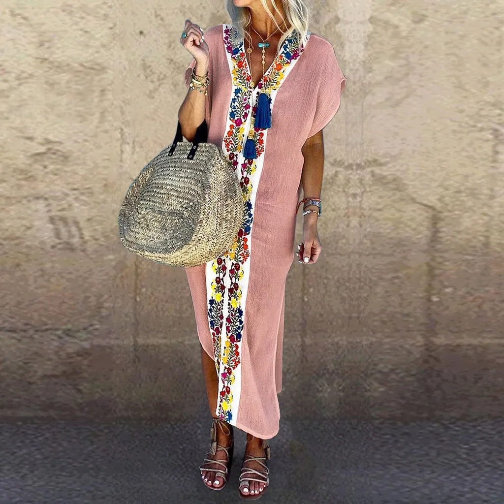 Женское винтажное платье с v образным вырезом плиссированное коротким рукавом и