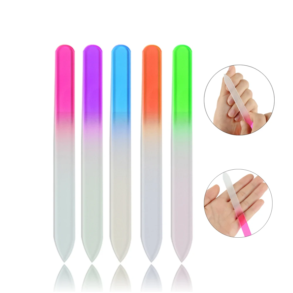 Случайный цвет! 1 шт. Pro прочные двухсторонние стеклянные пилки для дизайна ногтей