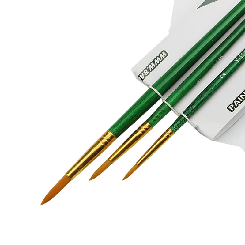 3 шт. нейлоновые волосы короткий стержень цвет воды кисти художники крючок линия