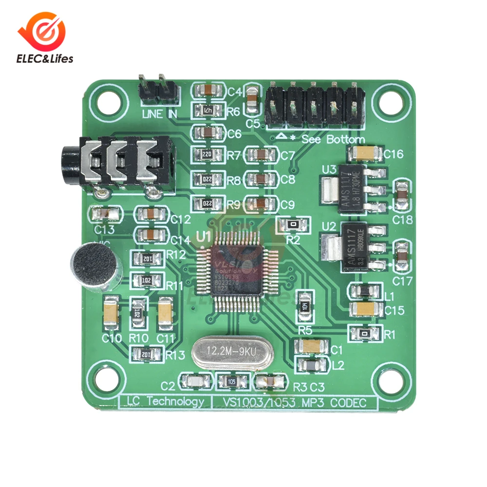 VS1053 MP3 SPI модуль макетной платы с бортовым чипом AMS-1117 функция записи OGG