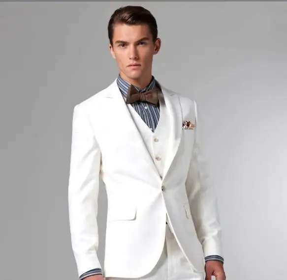 

Mens Suits Groom Tuxedos Groomsmen Wedding Party Dinner Best Man Suits Blazer Custom Made (Jacket+Pants+Vest+Tie) NO:699