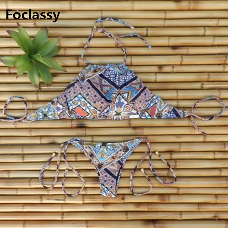 2018 г. Лидер продаж с цветочным принтом кисточкой купальники бикини комплект Для