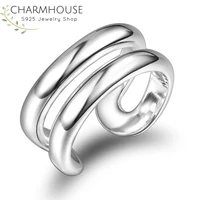 wedding bands 925 silver rings for women double lines finger ring adjustable bague anillos bridal jewelry accessories party gift
