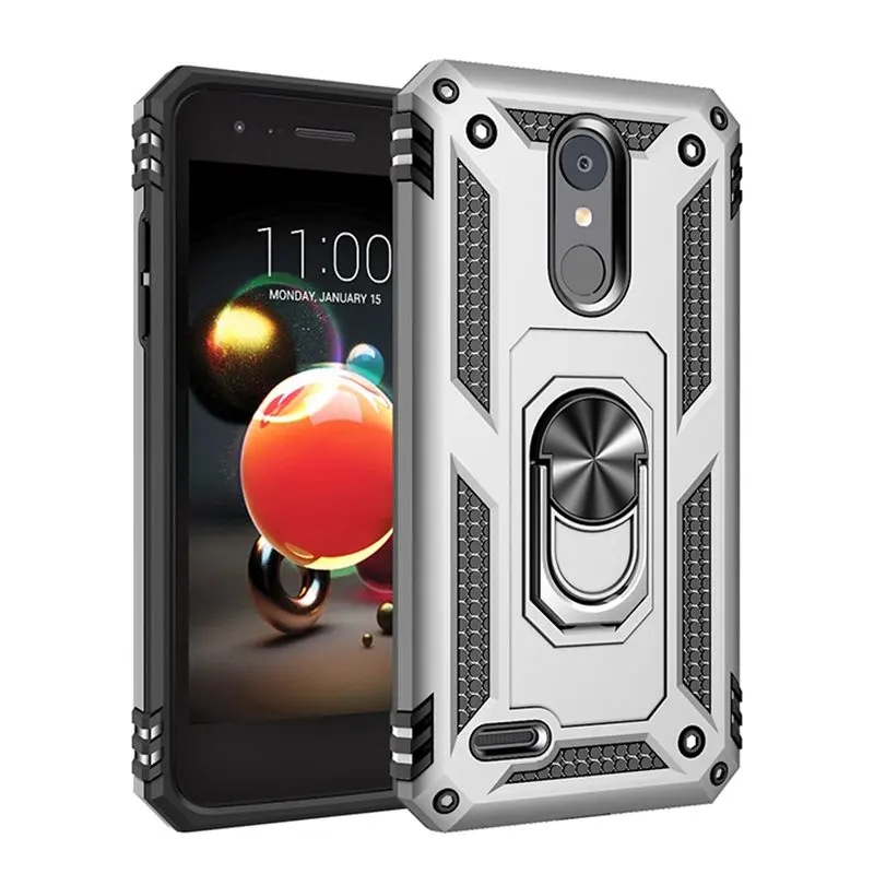 Противоударный чехол с подставкой для LG Aristo/Aristo 2/Aristo 3/Aristo 2 Plus/Tribute Empire/Tribute/Dynasty/Rebel 3/Rebel 4 LTE - Цвет: silver