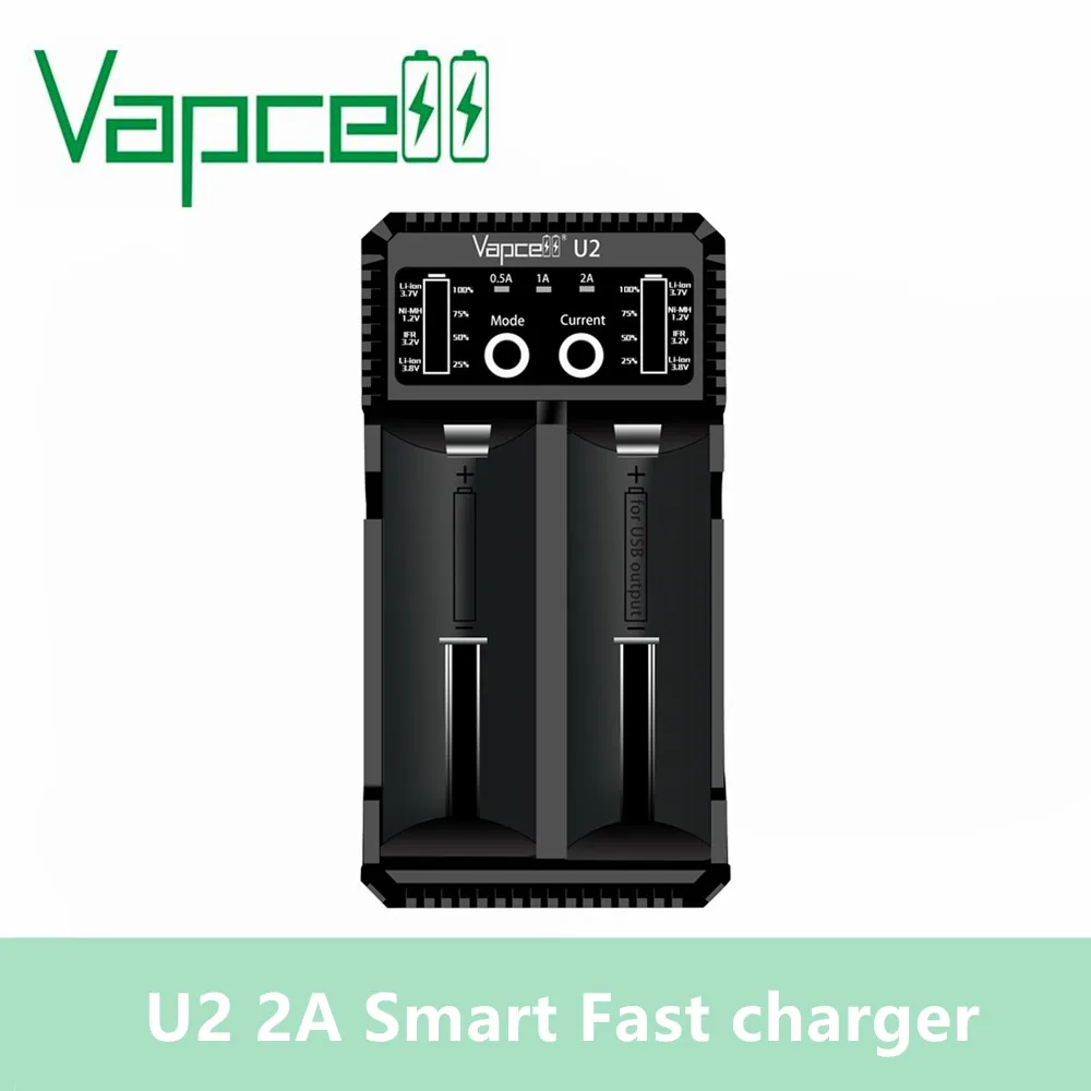 4 шт. Оригинальное умное мини зарядное устройство Vapcell U2 2A USB для li ion/Lifepo4 / Ni MH/Ni Cd AAA